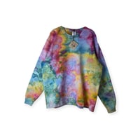 Image 1 of L Unisex Ring Spun Cotton Blend Crew Sweatshirt in Candy Watercolor Ice Dye
