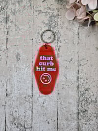 Image 1 of Curb Hit Me Retro Motel Keychain