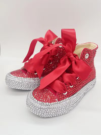 Image 1 of Toddler Girl Bling Canvas Kids Red Crystals Shoes