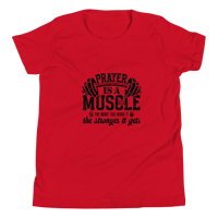 Image 2 of Unisex Youth Short Sleeve T-Shirt (Prayer is a Muscle)