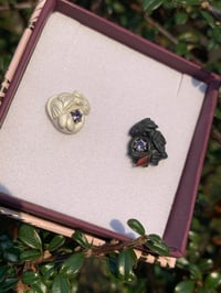 Image 2 of DELUXE Purple CZ Night & Light Dragon Stud Earrings