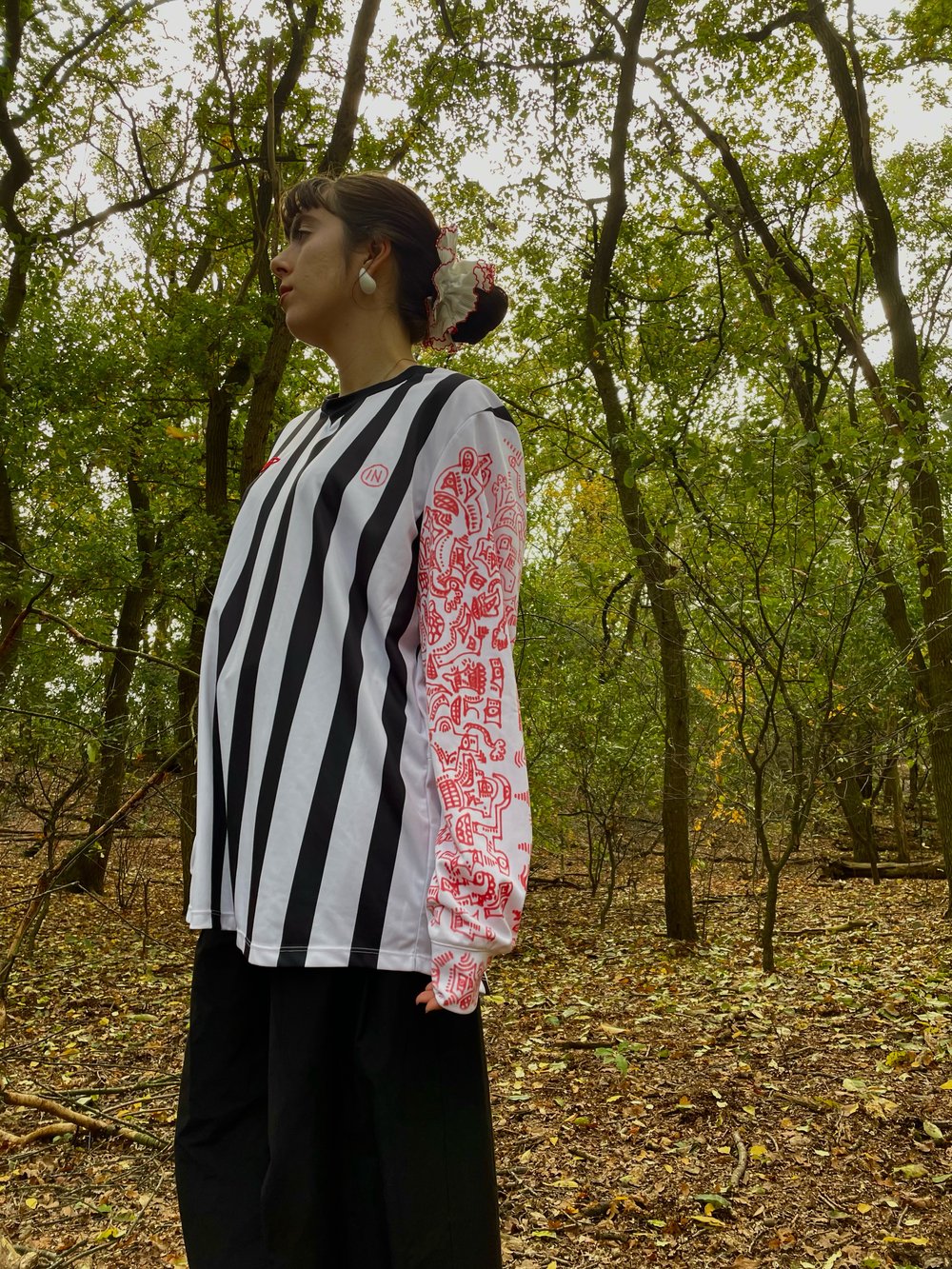 artsy striped football shirt