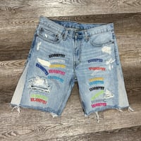 Image 1 of 1 of 1 embroidered denim shorts 