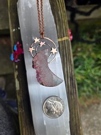 Image 2 of Electroformed Amethyst moon and stars necklace 01