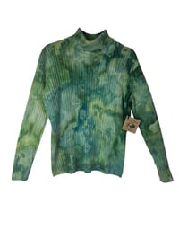 Image 2 of ♻️ UPCYCLED S Petite 100% Cotton Sweater in Verdant Watercolor Ice Dye