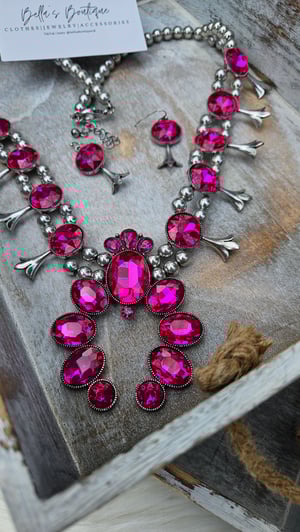 Image of Pink Crystal Western Necklace 