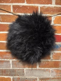 Image 1 of Sheepskin BLACK Wool Leather Shearling Pieces in Roundish Natural Shapes