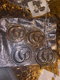 Image 1 of Designer Alternative Brass Hoop Earrings 