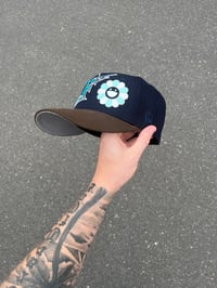 Image 3 of MULTI TONE NAVY AQUA MIAMI MARLINS CUSTOM FITTED CAP