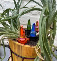 Image 3 of Fused glass tiny traffic cone garden/planter stake