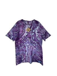 Image 2 of L Adult Combed Cotton Tee in Purple Haze Geode Ice Dye