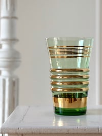 Image 1 of Vase vintage vert et doré