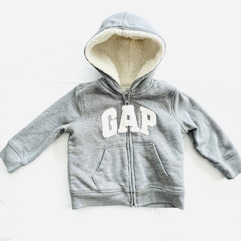 Image of GAP FLEECE LINED ZIP-UP HOODIE size 18-24M