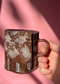 Image 1 of Lace plum glaze white stripe mug