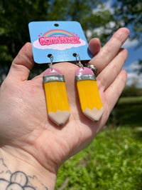 Image 2 of Little Weenie Pencil Earrings
