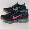 NIKE AIR VAPORMAX FLYKNIT 3 BLACK HYPER PINK BALTIC BLUE WOMENS RUNNING SHOES SIZE 9 USED