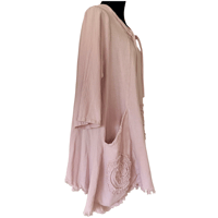 Image 2 of Oh My Gauze Pink Cotton Hooded Oversize Tunic with Pockets and Embroidered Accent - Size XL