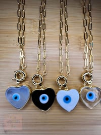 Image 2 of Short Chain Heart Evil Eye Necklace