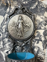 Image 6 of Petit benitier en etain et argent, Art Nouveau 1910, signé Ruffony