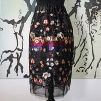 Image 1 of Lace Overlay Ribbonskirt (Black Florals)