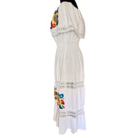 Image 3 of Traditional White Cotton Crochet Embroidered Off the Shoulder Dress Size M/L 