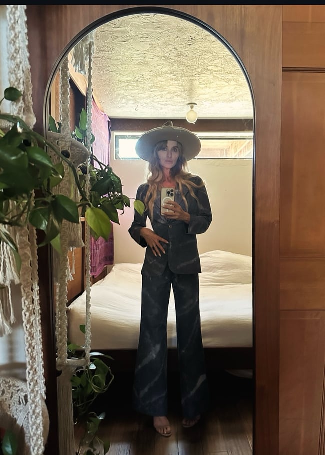 70s denim cloud-dye trouser suit pants