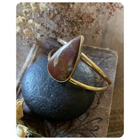 Image 1 of Earthy Maroon Agate Cuff in Solid Brass