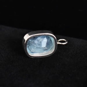 Image of Icy Blue Aquamarine cushion cut silver necklace