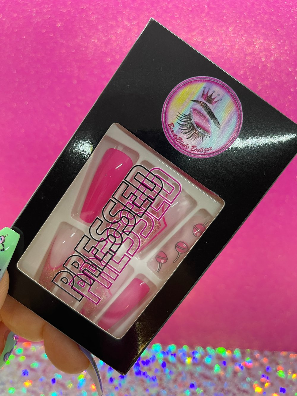 Press-On Nails Pink Cherry Lollipop 