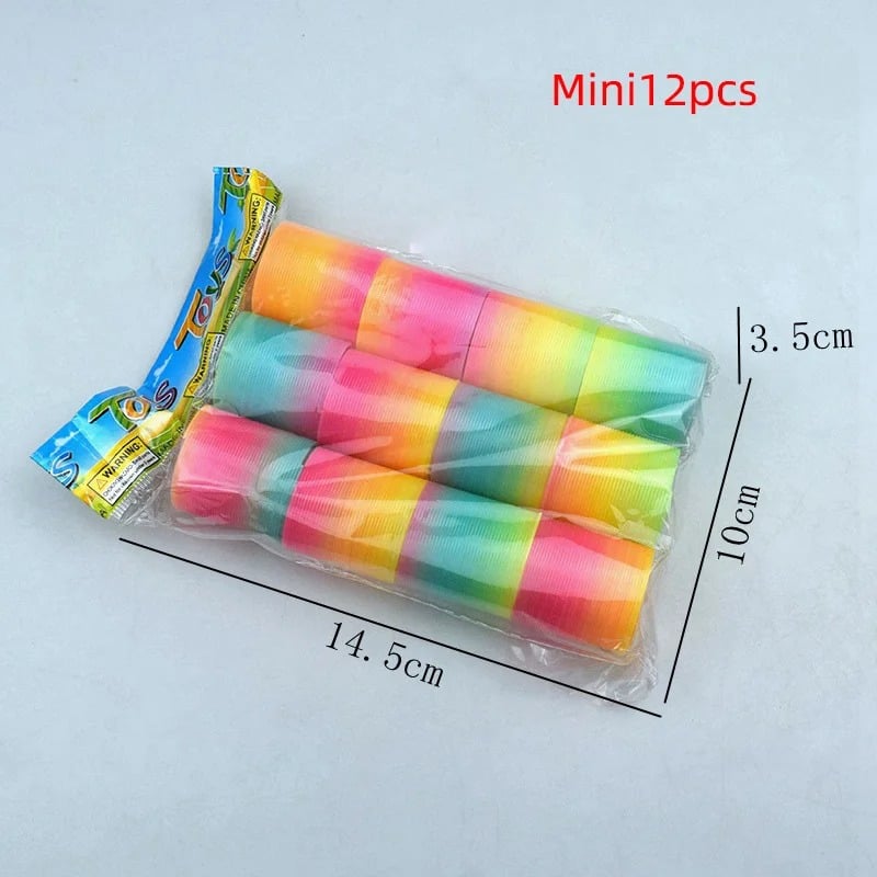 Image of 24PCS Rainbow Magic Springs Circle Toys Kids Birthday Party Favors Guests Giveaway Small Gifts Pinat