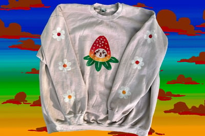 Image of MADE TO ORDER- Strawbaby Hand-Printed Fleece Sweatshirt