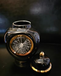 Image 4 of A gorgeous small vintage urn with a real preserved baby spider web 