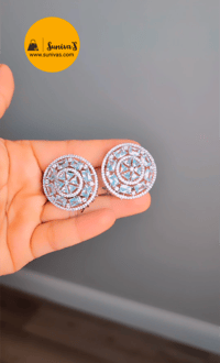 Image 1 of Premium Quality Big American Diamond Studs (with Clip)