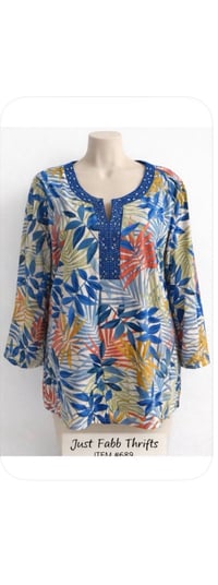 Image 5 of New XXL Croft & Barrow Bedazzled Collar Top #668*8