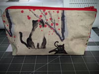 Image 2 of Asian Watercolor Cats and Sakura Zippered Clutch Bag