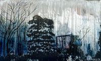 Image 3 of Tiny Silver Shed Landscape on wooden block