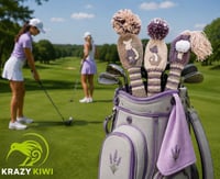 Image 1 of Plum perfect women’s custom golf club covers Handknit pink purple
