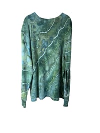 Image 6 of XXL Unisex Adult Waffle Long Sleeve Shirt in Verdant Geode Ice Dye