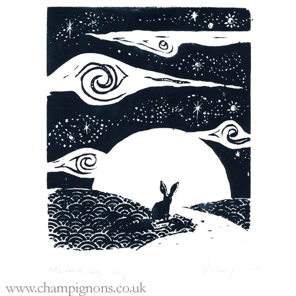 Image of Little Hare, Big Sky. Original Silkscreen Print