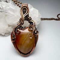 Image 1 of Heart Stone Carnelian and Copper Necklace
