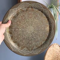 Image 1 of Vintage Moroccan etched round wall hanging 