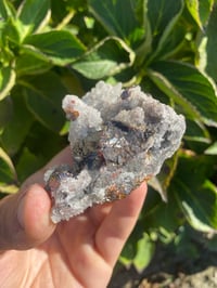Image 4 of Red Sphalerite with Quartz on Galena 