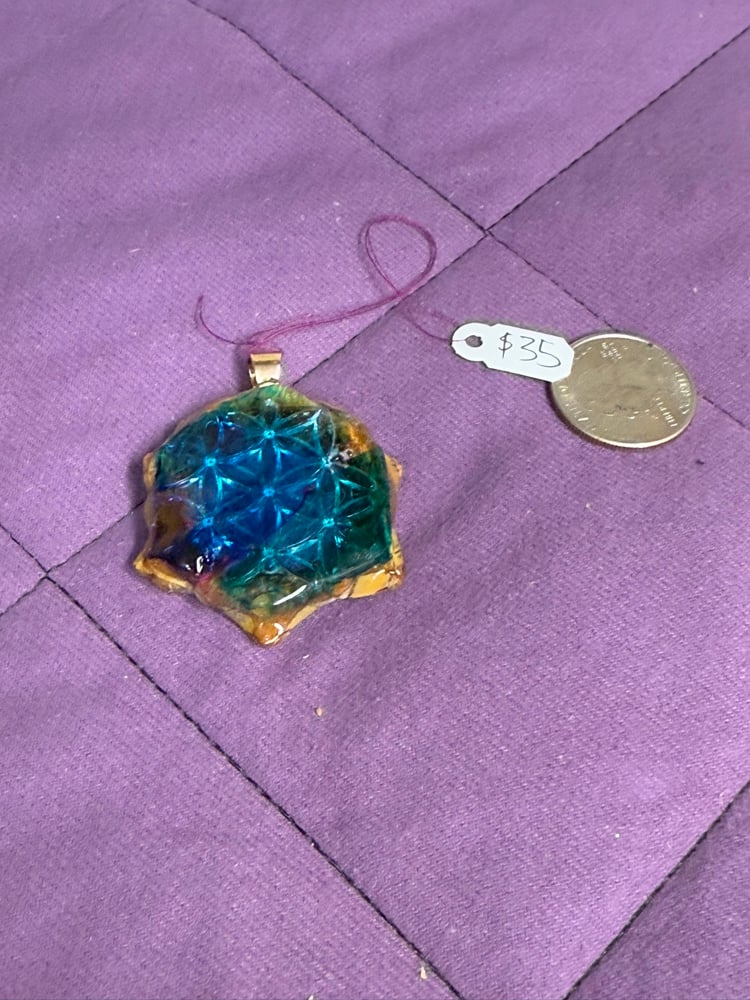 Image of Blue Seed of Life Pinecone Charm | Handmade PNW Jewelry | #89