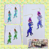 Image 1 of Polka Dotted T-Rex Earrings