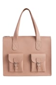 Image of Pieces Nude Leather Box Shoulder bag.