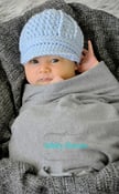 Image of Textured News Boy Newborn Baby Hat in Pastel Blue