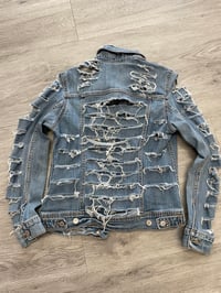 Image 3 of Small custom destroyed denim jacket