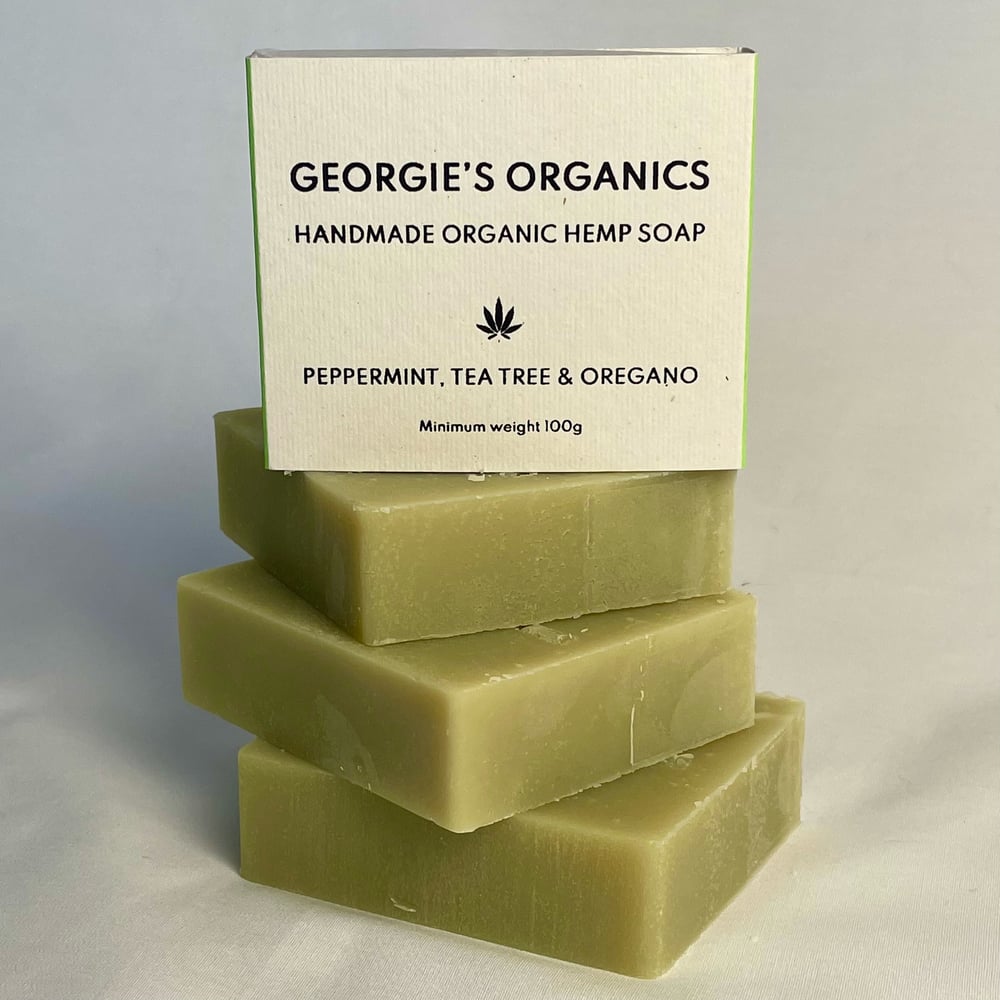 Image of Peppermint, tea tree and oregano handmade hemp soap