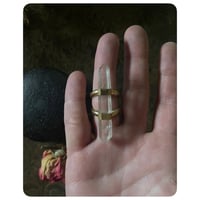 Image 3 of Double Terminated Quartz Solid Brass Ring 