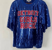 Image 1 of Sequin Jersey Cropped Shirt (Variety of Colors) One Size Fits Most Ships within 10 b. days